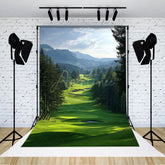 Aperturee - Aperturee Mountain Sky Green Lawn Forest Natural Scene Backdrop